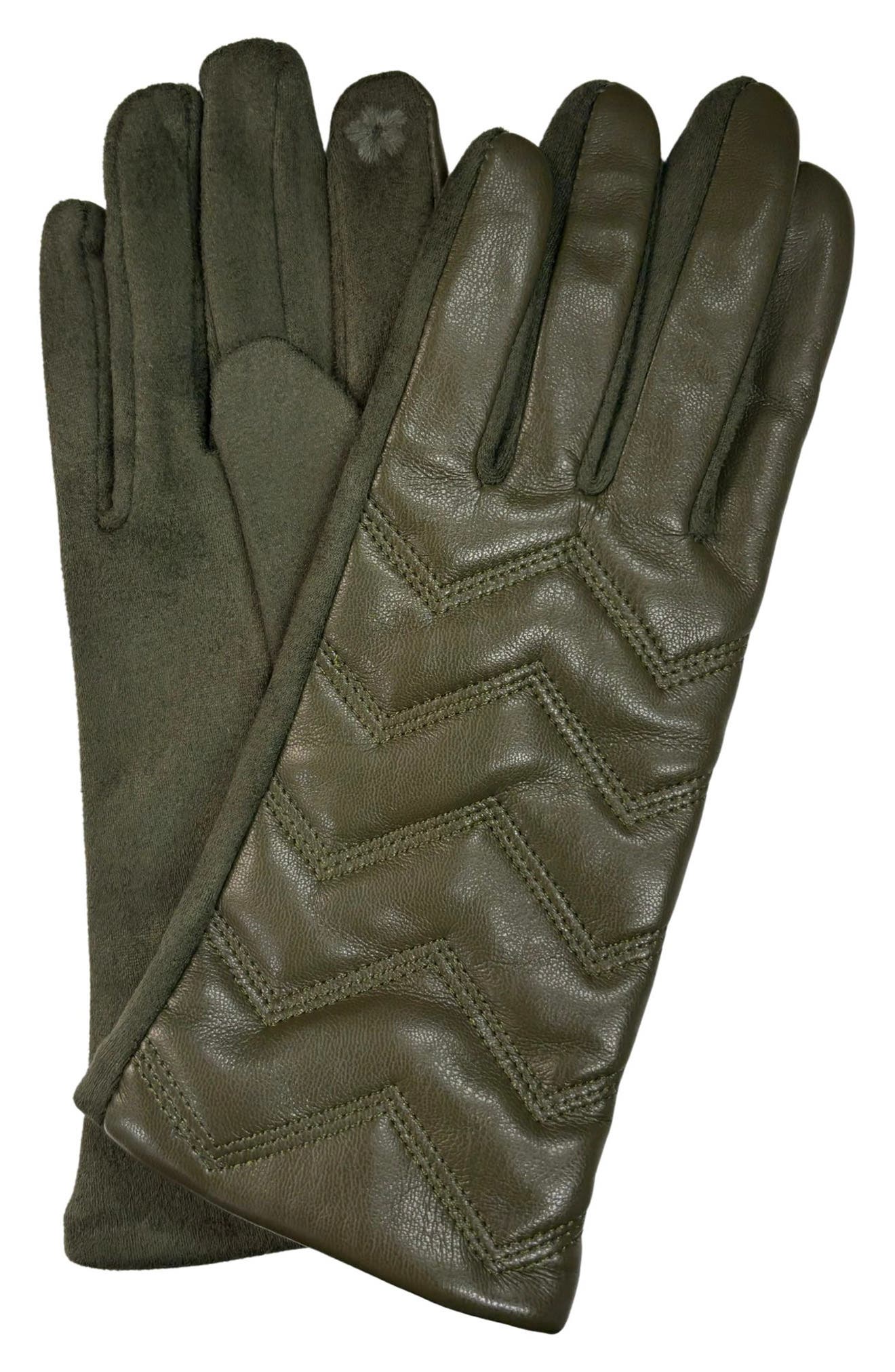 Tech Zigzag Faux Leather Gloves