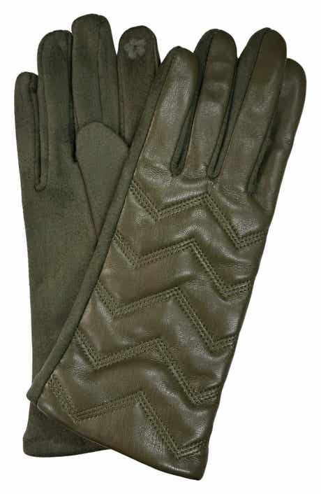Tech Zigzag Faux Leather Gloves