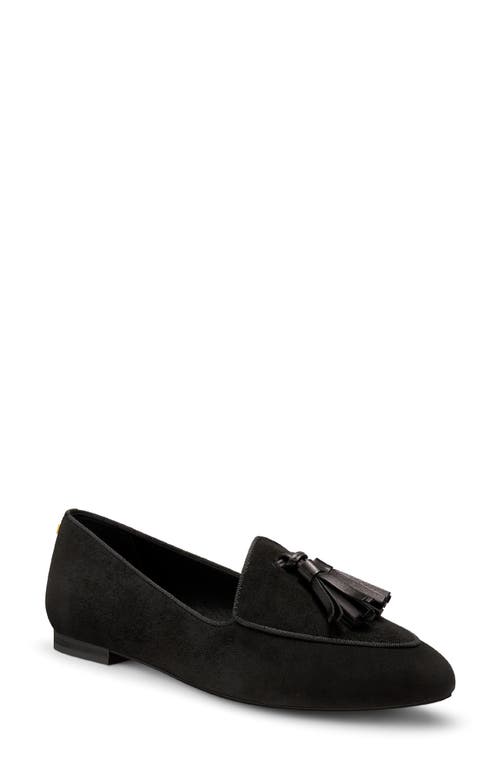 Birdies Heron Flat in Black Suede Tassel 