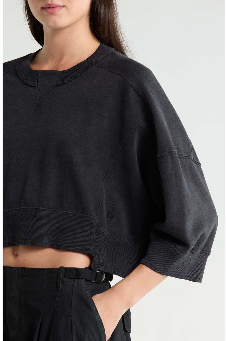Intercept Pull Crop Raglan Sweatshirt, Alternate, color, BLACK