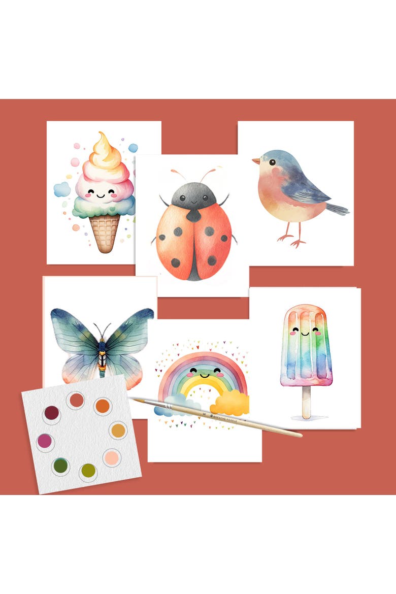 Summer Fun Watercolor Postcard Kit Paint, Keep, or Send to Someone You Love, Alternate, color, Multicolor