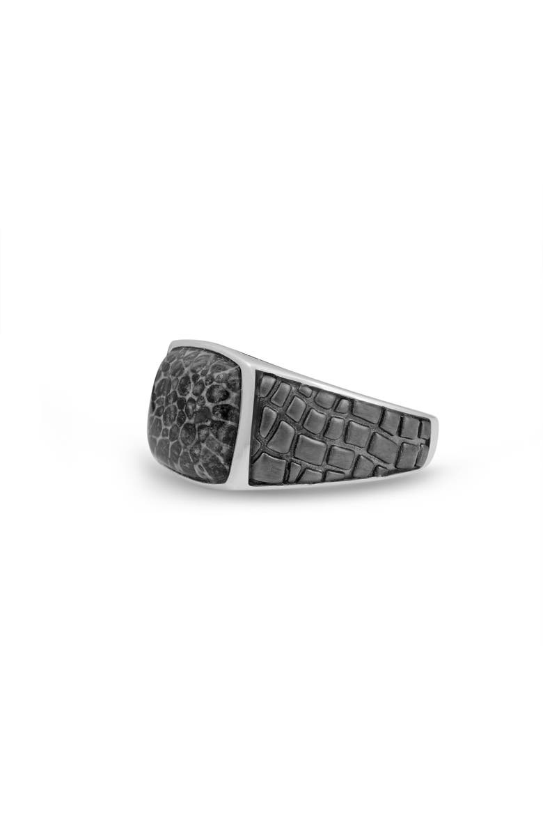 LuvMyJewelry Fossil Agate Sterling Silver Men Signet Ring, Alternate, color, Silver
