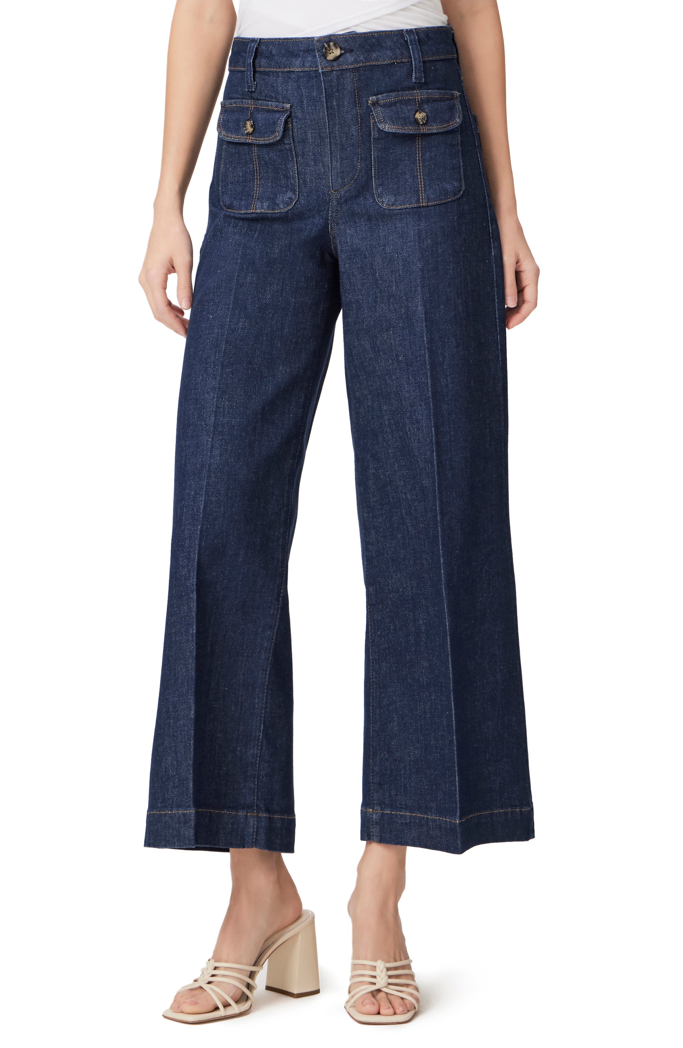 PAIGE Harper Patch Pocket High Waist Ankle Wide Leg Jeans