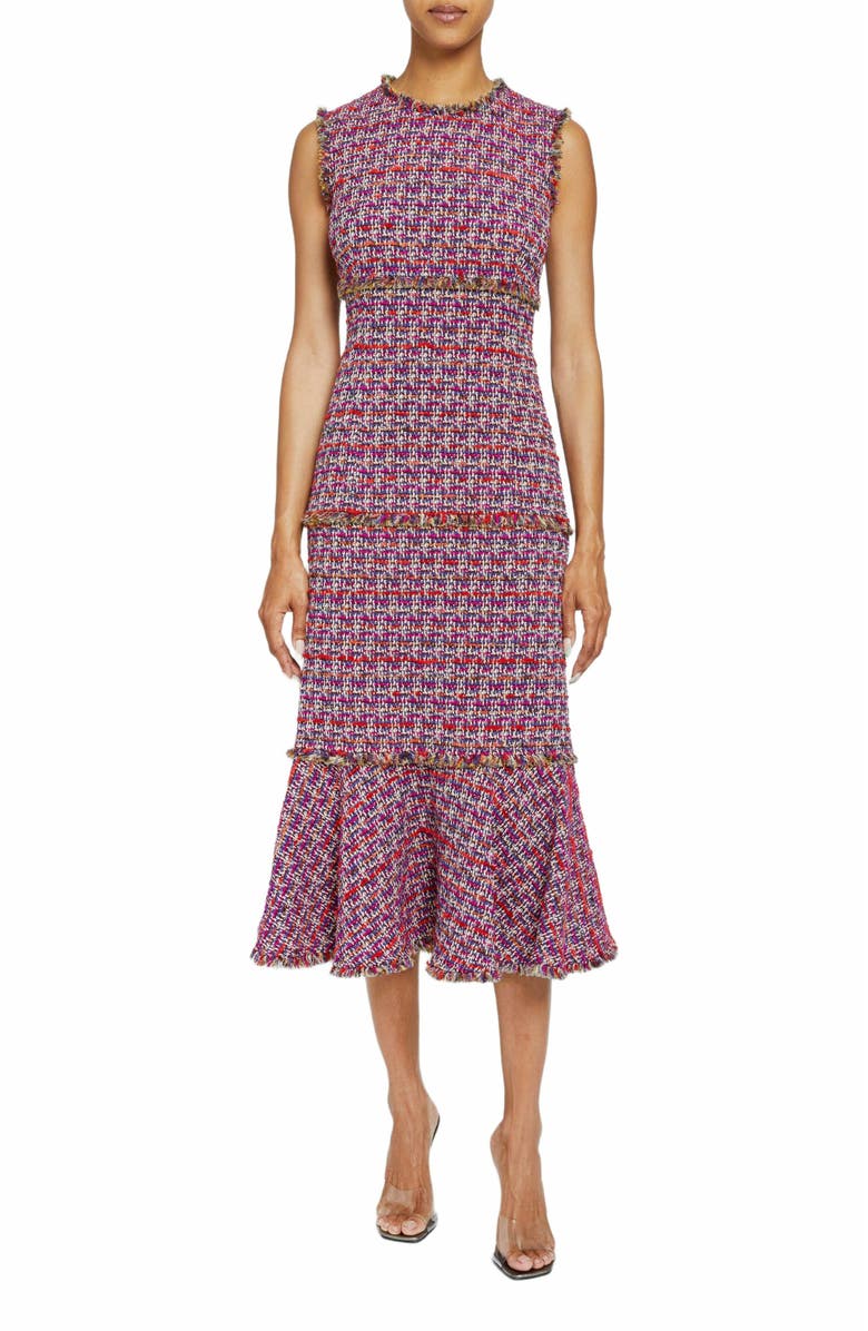 Santorelli ANDI Sleeveless Fit and Flare Sheath Dress in Lightweight Modern Tweed, Main, color, 