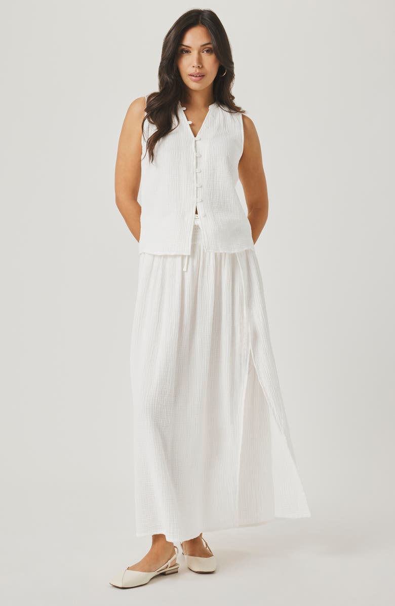 Splendid Ava Tie Waist Gauze Maxi Skirt, Alternate, color, White