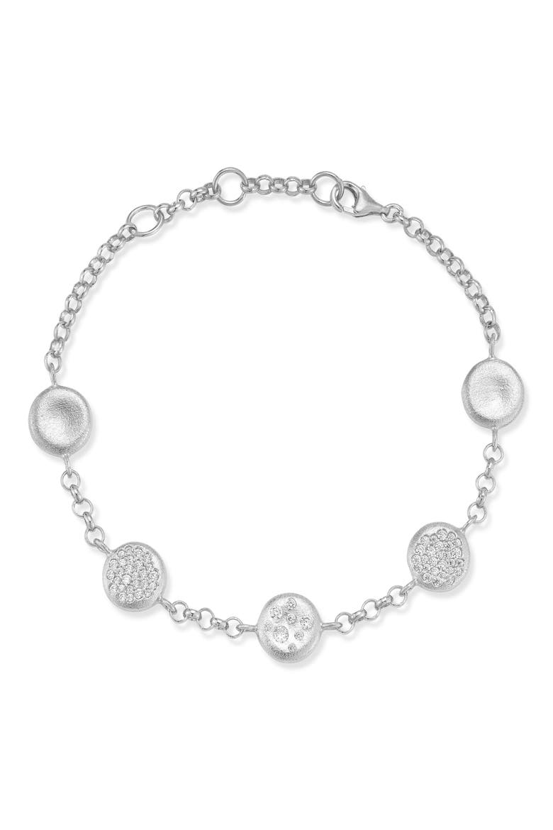 Pavé Station Button Bracelet, Main, color, SILVER