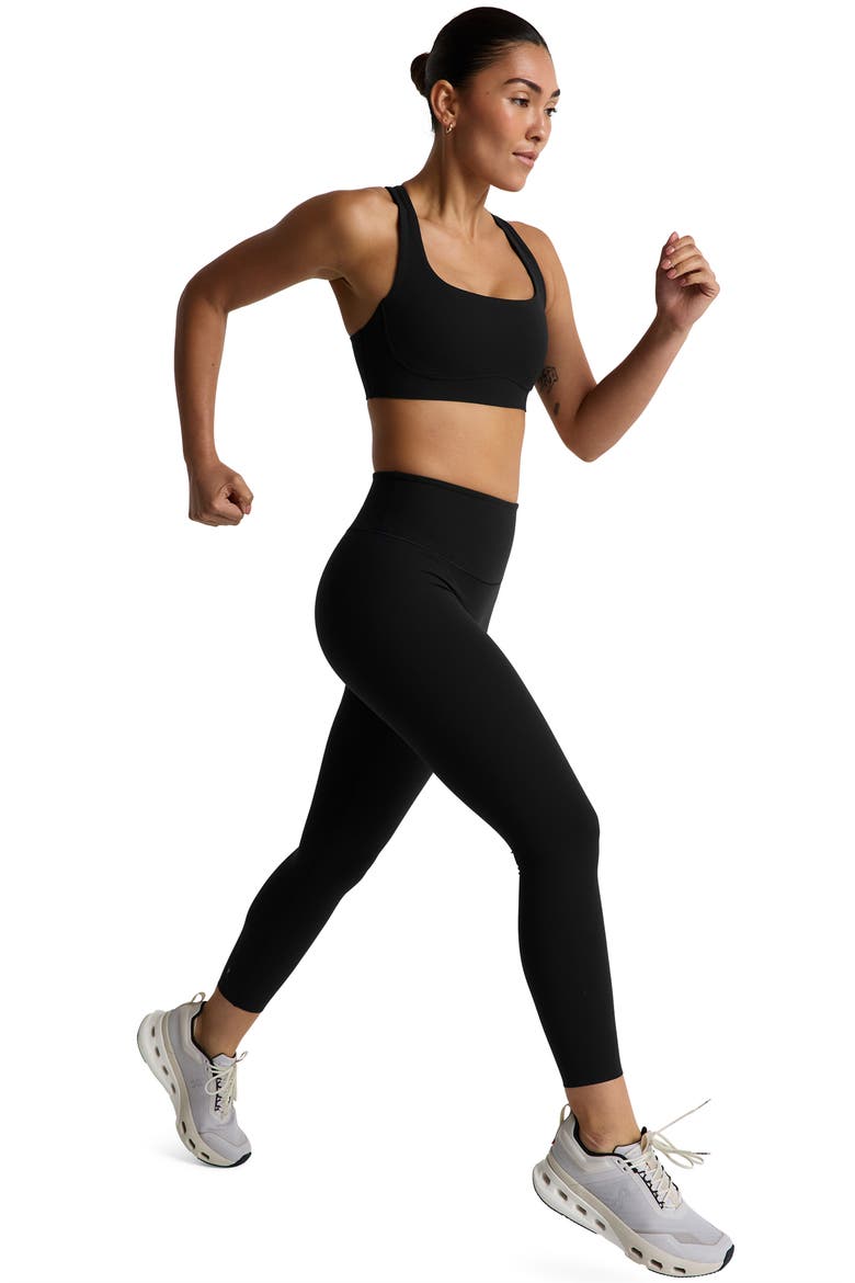 GlowZone High Waist Midi Leggings, Alternate, color, PITCH BLACK