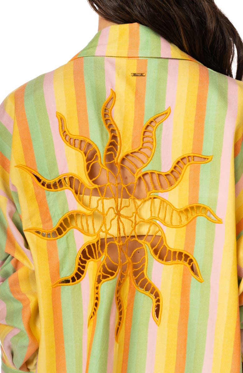 Maaji Rhythmic Lines Dreambound Cover-Up Shirt, Alternate, color, Open Yellow