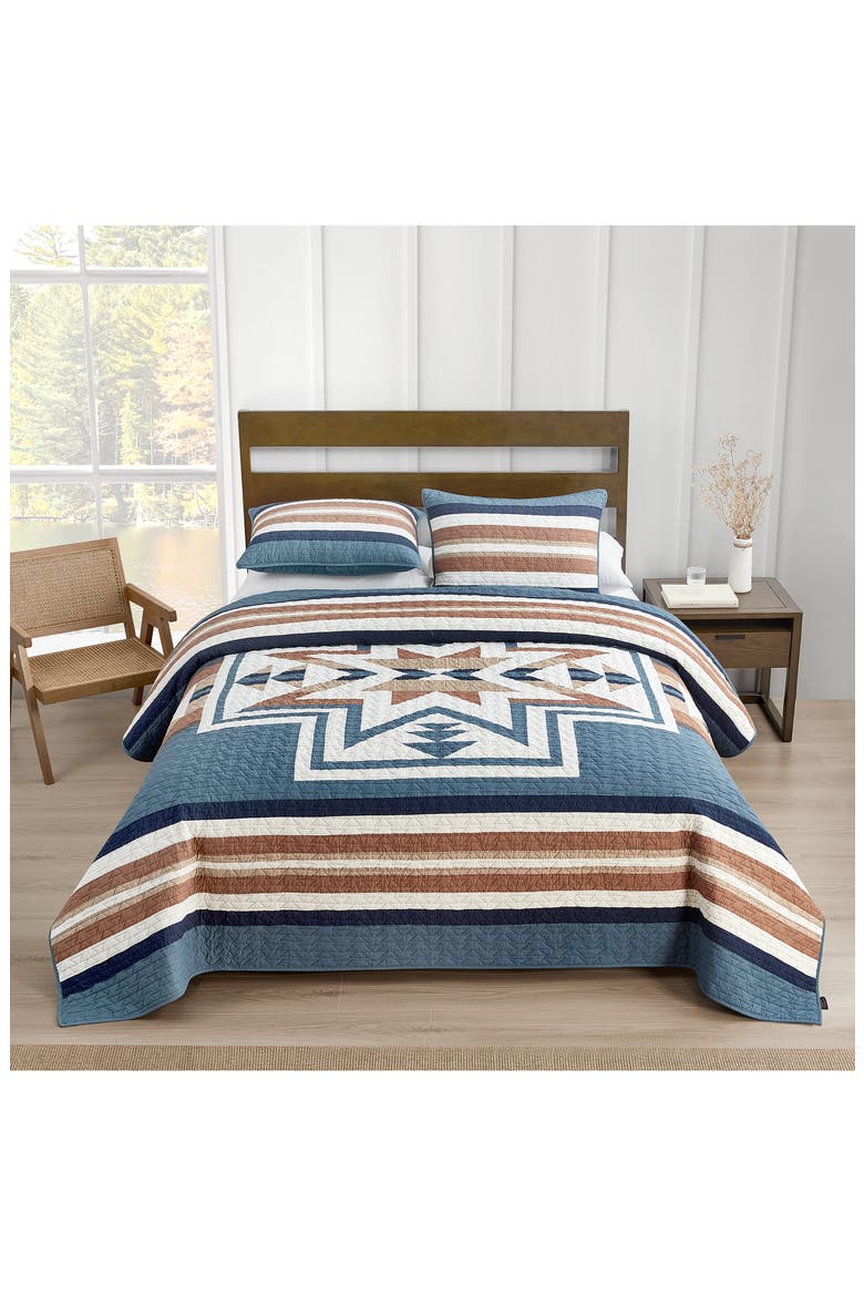 Silver City Reversible Quilt & Sham Set, Main, color, BLUE MIRAGE