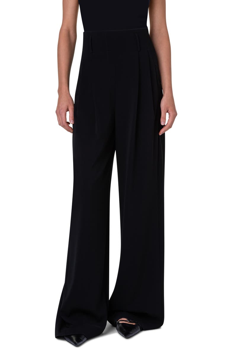 Akris punto Florina Wide Leg Pants, Main, color, Black