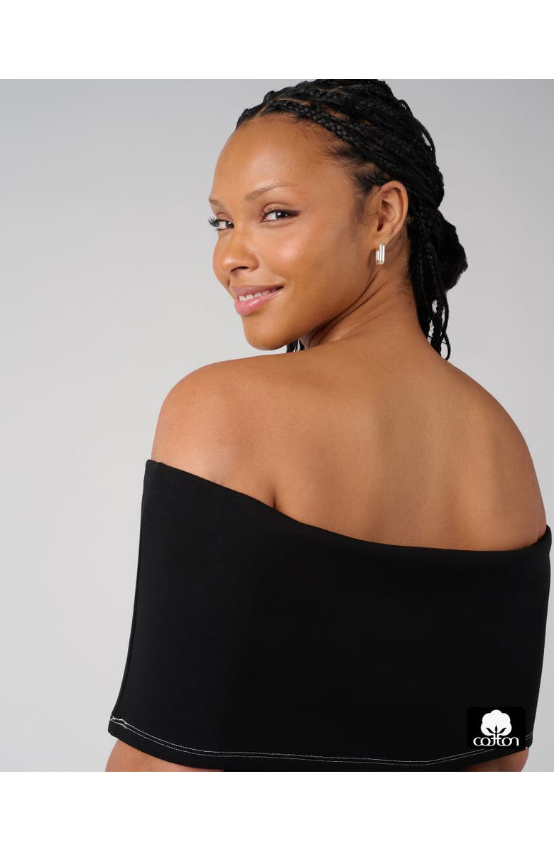 WeWoreWhat Off Shoulder Fold Over Top, Alternate, color, Black