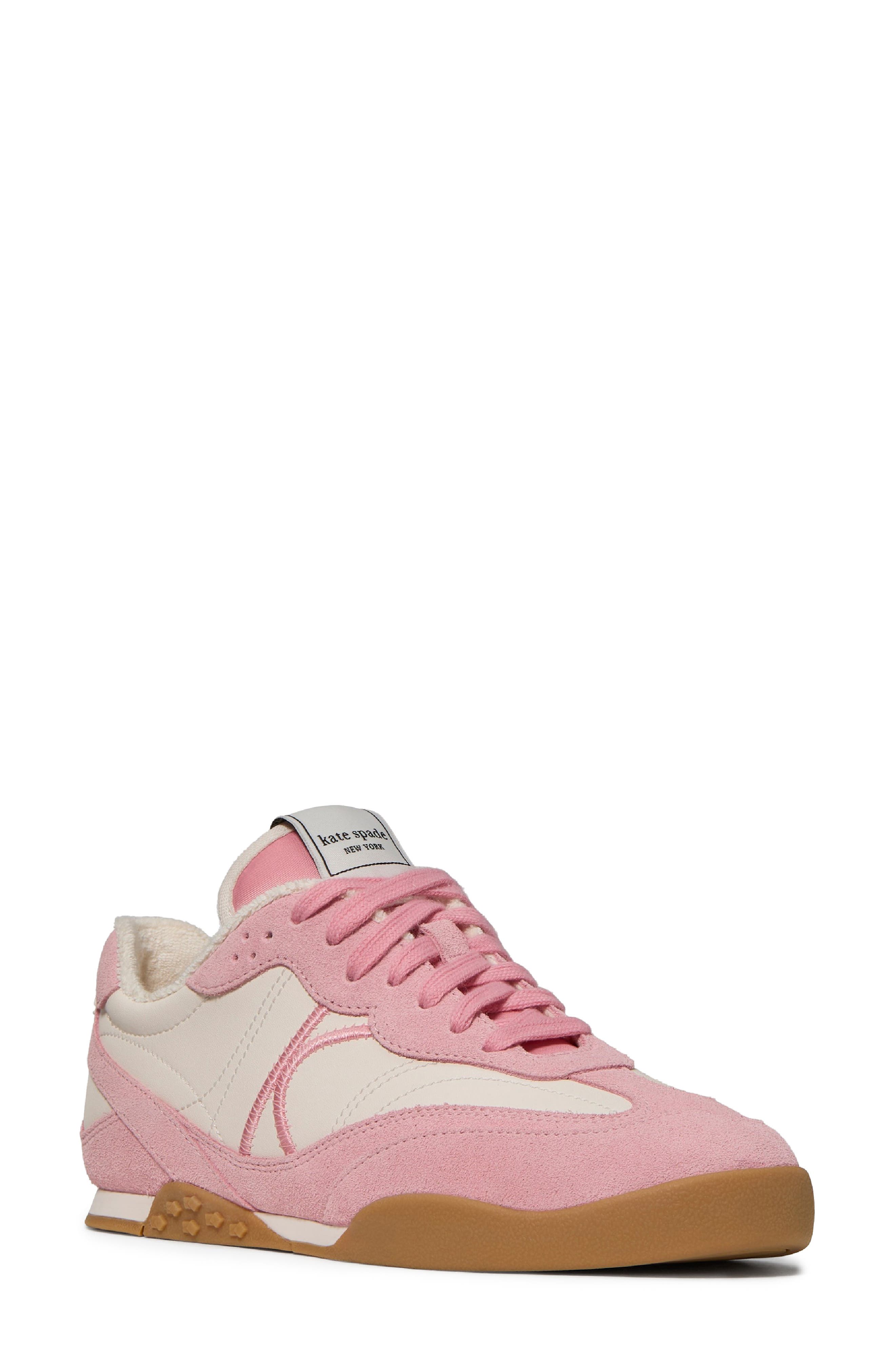 Kate Spade New York drift smooth sneaker, Main, color, Cream/ Grapefruit Soda