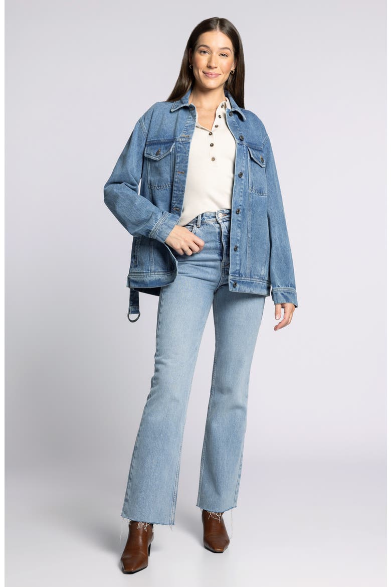 Nevada Belted Denim Jacket, Alternate, color, MED WASH
