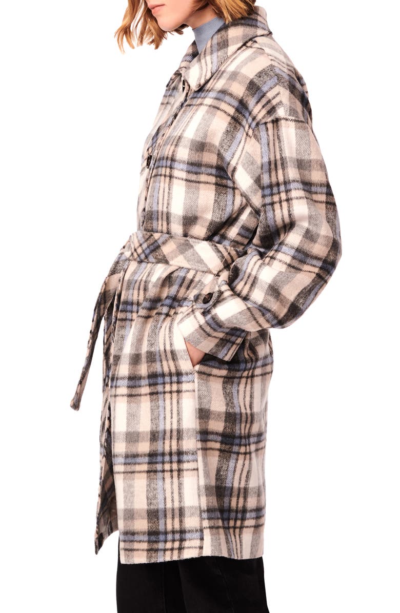 Bernardo Plaid Belted Jacket, Alternate, color,