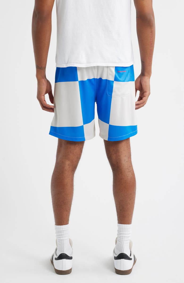 SANTO STUDIO Newport Beach Club Checkerboard Mesh Soccer Shorts, Alternate, color, Blue