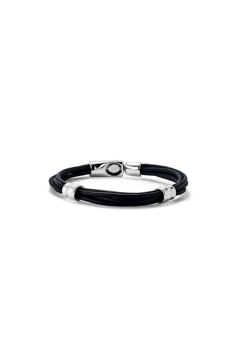 Double Wrap Leather Bracelet, Main, color, Silver