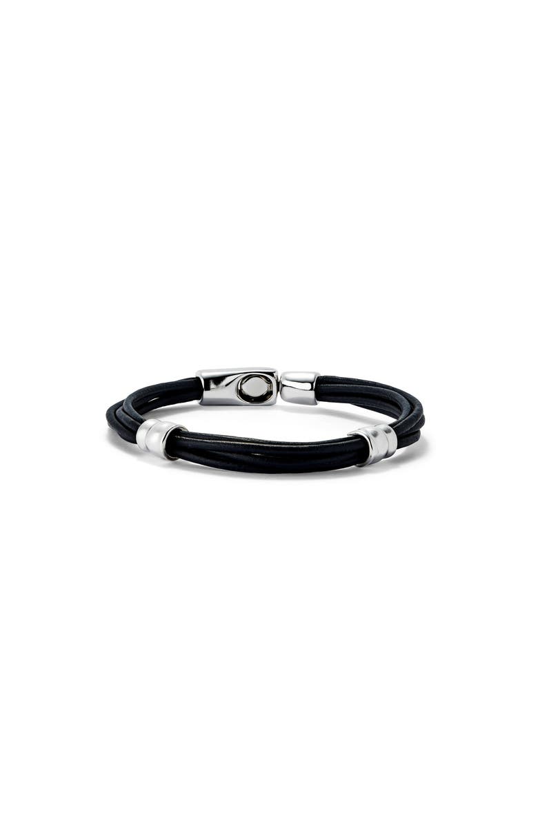 UNODE50 Double Wrap Leather Bracelet, Main, color, Silver