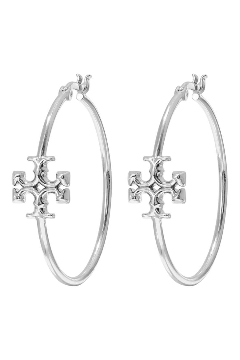 Eleanor Hoop Earrings, Main, color, TORY SILVER