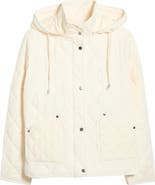 Bernardo Diamond Quilted Jacket with Removable Hood