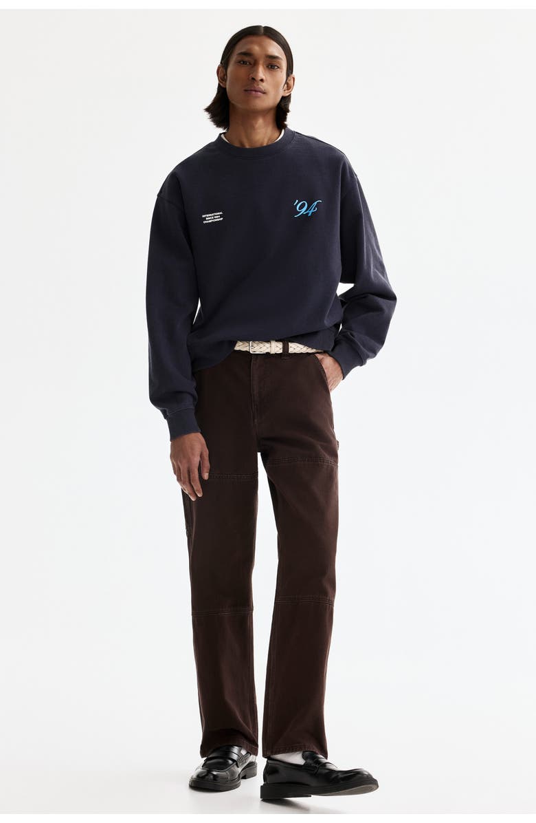 H&M Loose Fit Printed Sweatshirt, Alternate, color, Dark Blue/Intl. 94