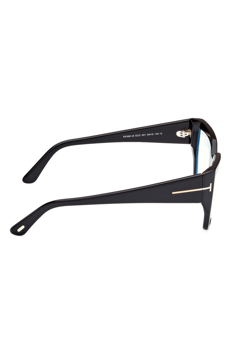 TOM FORD 54mm Square Blue Light Blocking Optical Glasses, Alternate, color, Black Eco / T Logo