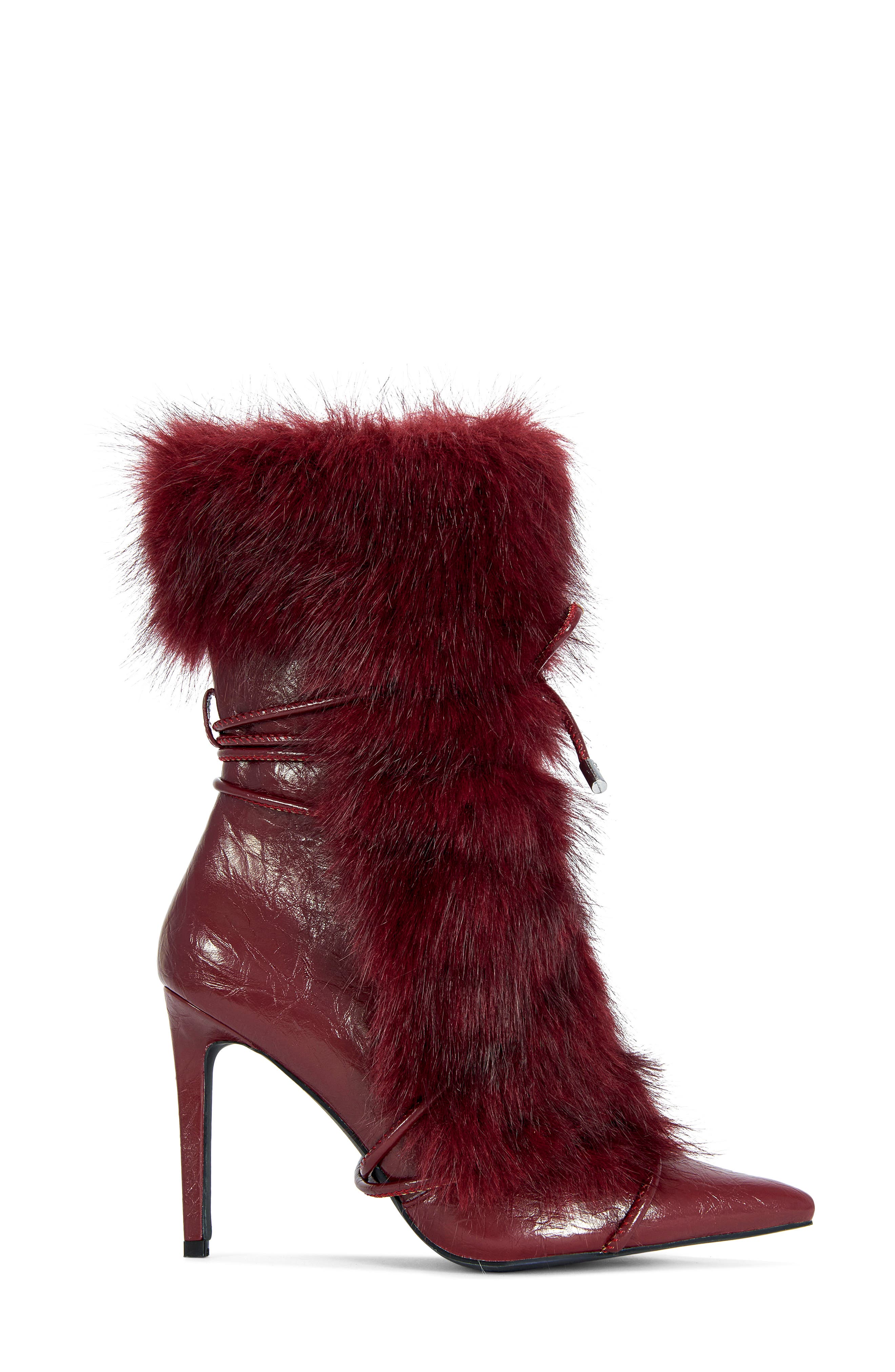 Mahtama Faux Fur Bootie, Alternate, color, BURGUNDY