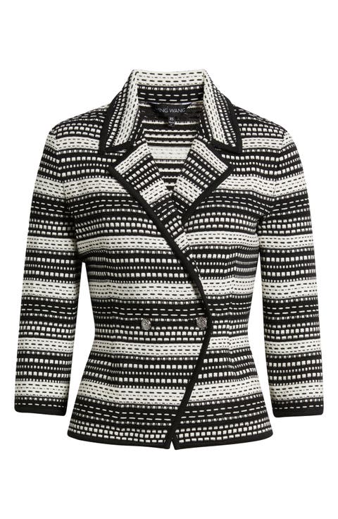 Tailored Fit Double Breasted Knit Blazer