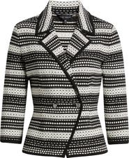 Ming Wang Tailored Fit Double Breasted Knit Blazer