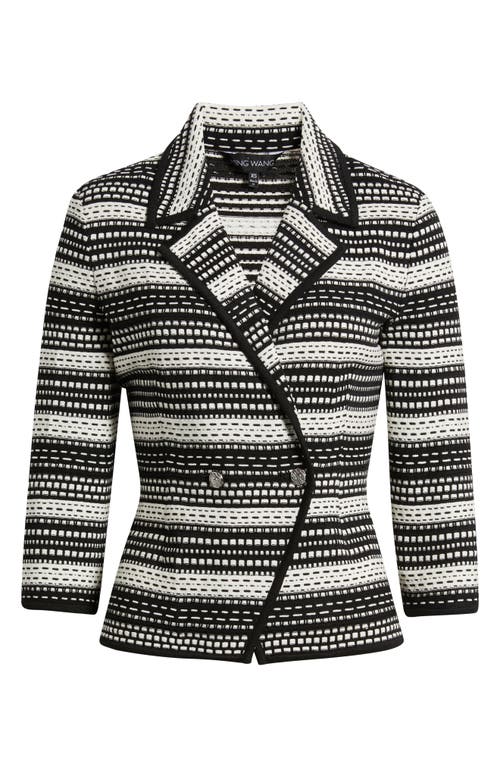 Ming Wang Tailored Fit Double Breasted Knit Blazer In Multi