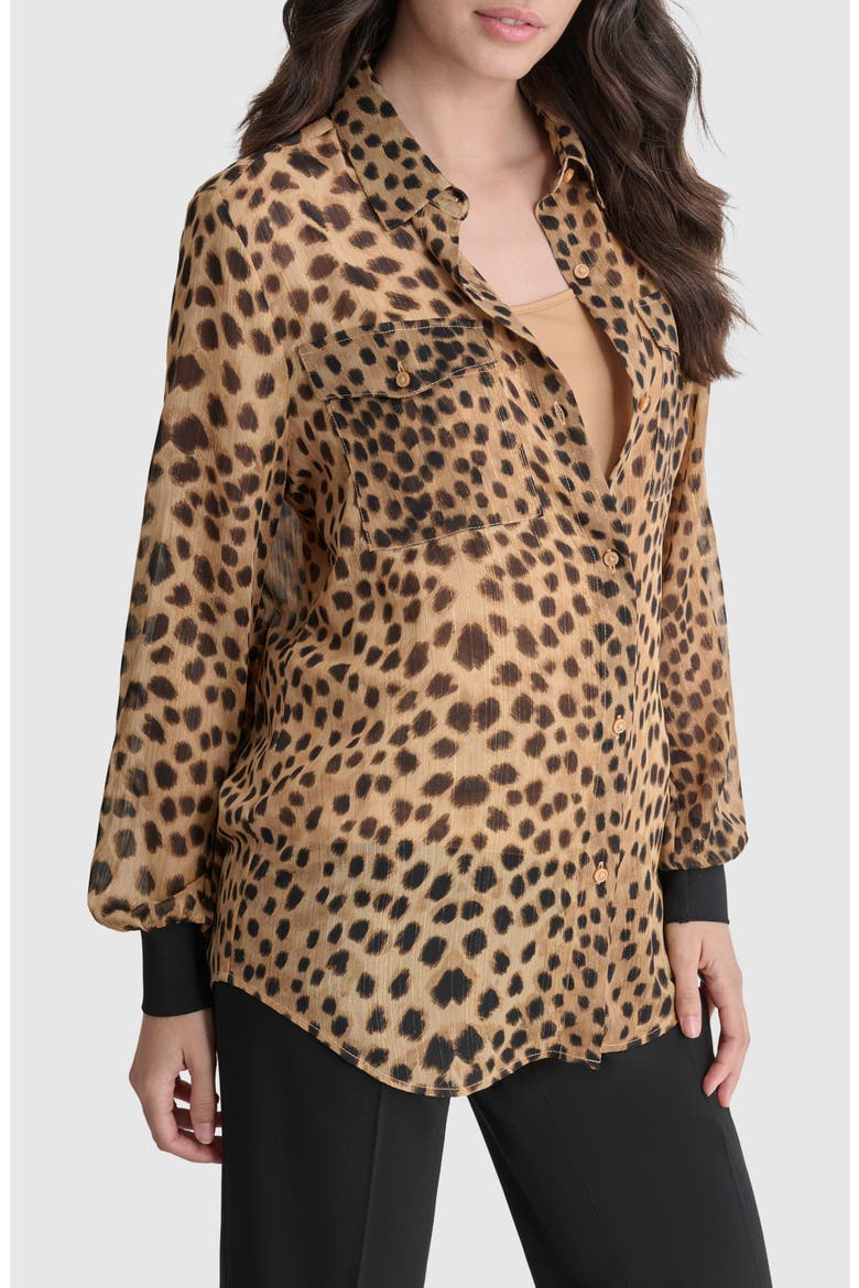 Metallic Animal Print Button-Up Shirt, Alternate, color, CHEETAH REPEAT