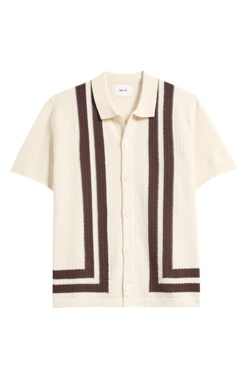 Nn07 Ares 6636 Short Sleeve Knit Cotton Button-up Shirt In Multi