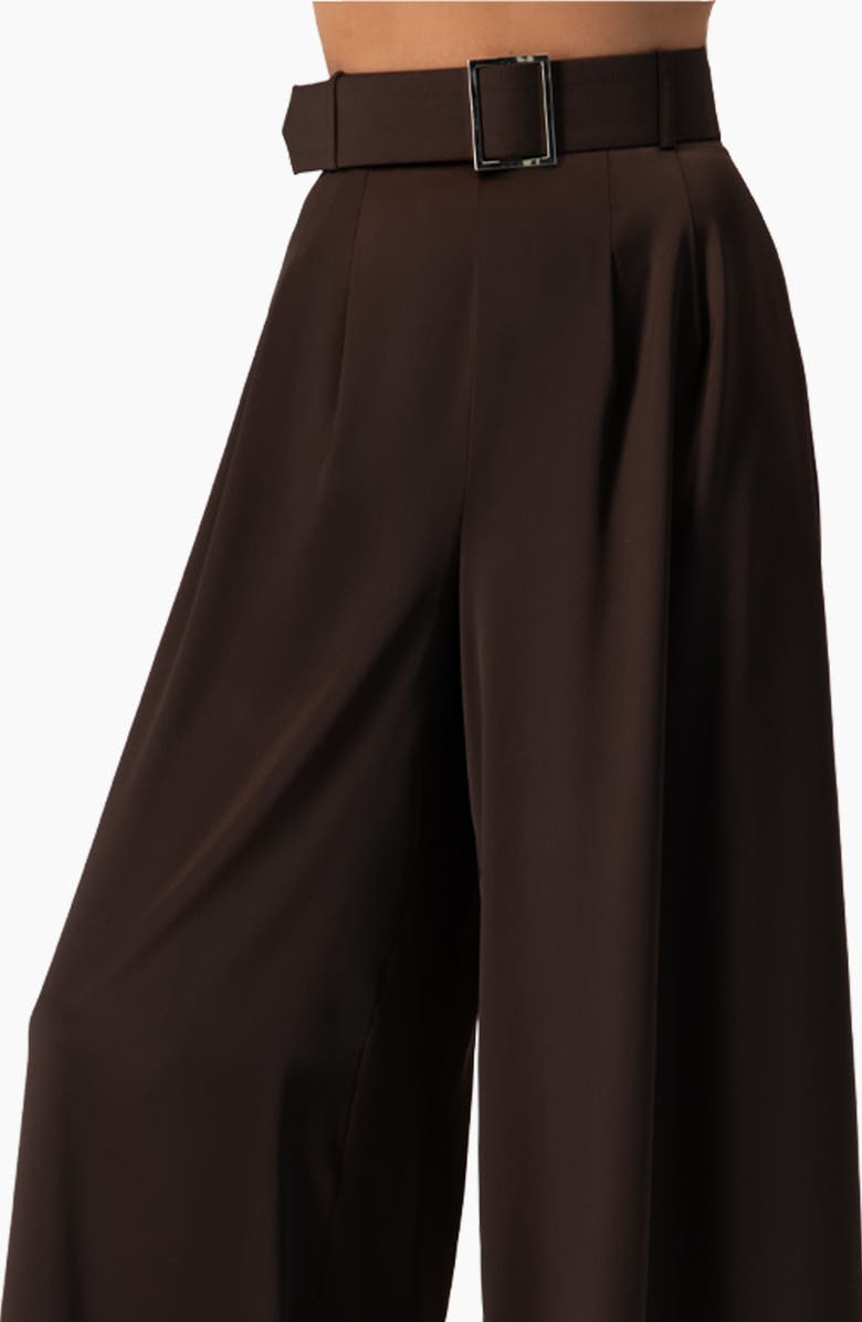 IVONNE Wide-Leg Satin Trousers, Alternate, color, Brown