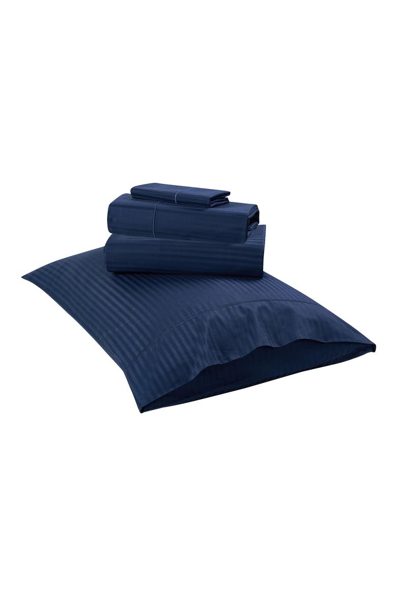 500 Thread Count Damask Stripe Sheet Set, Alternate, color, NAVY