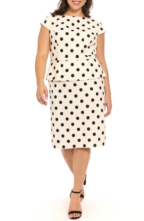 Cap Sleeve Peplum Sheath Dress (Plus)