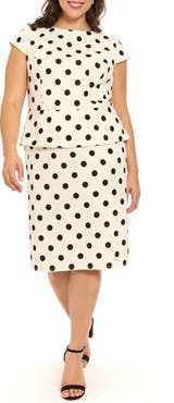 London Times Cap Sleeve Peplum Sheath Dress