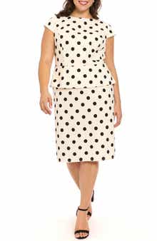 London Times Cap Sleeve Peplum Sheath Dress