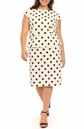 London Times Cap Sleeve Peplum Sheath Dress