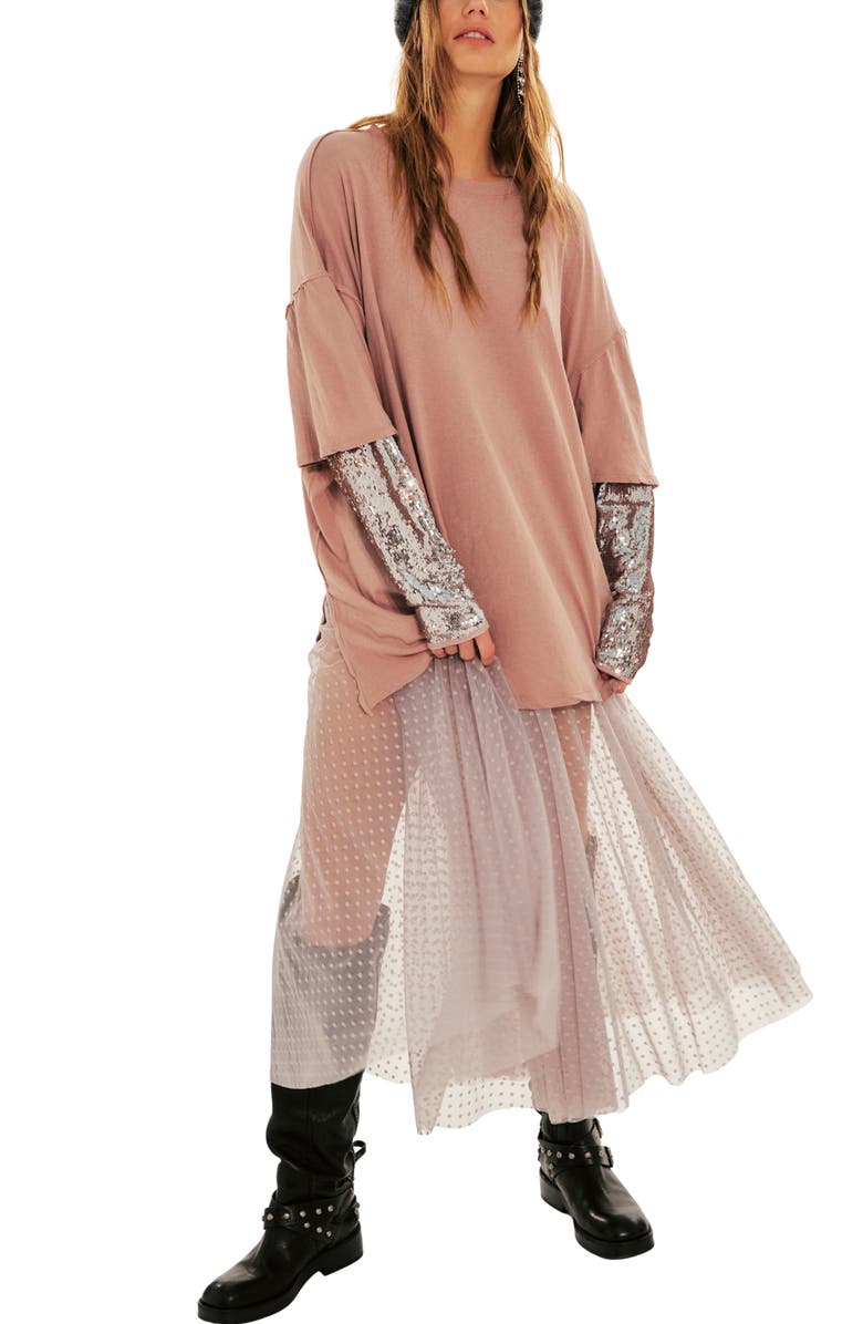 Free People Nellie Sequin Twofer Top, Alternate, color, Mauve