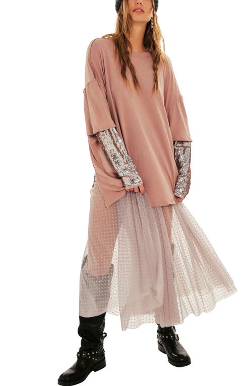 Free People Nellie Sequin Twofer Top In Mauve