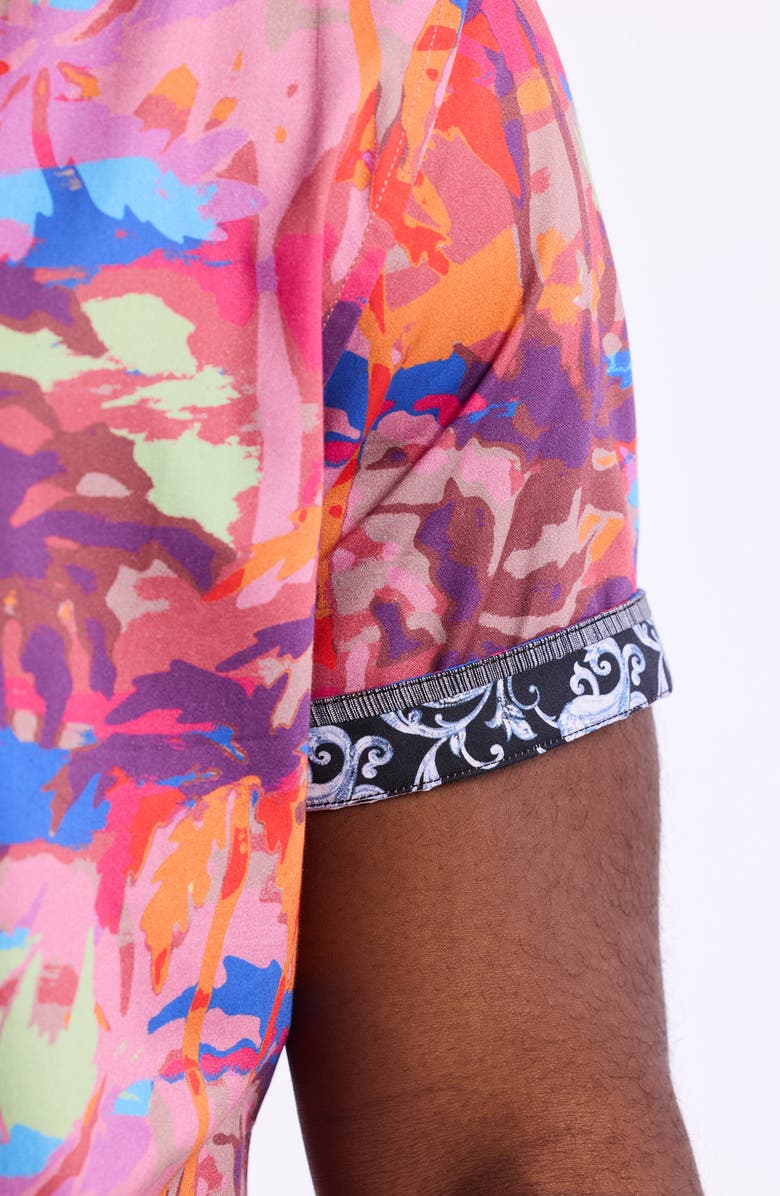 Robert Graham Pasco Short Sleeve Cotton Button-Up Shirt, Alternate, color, Pink Multi