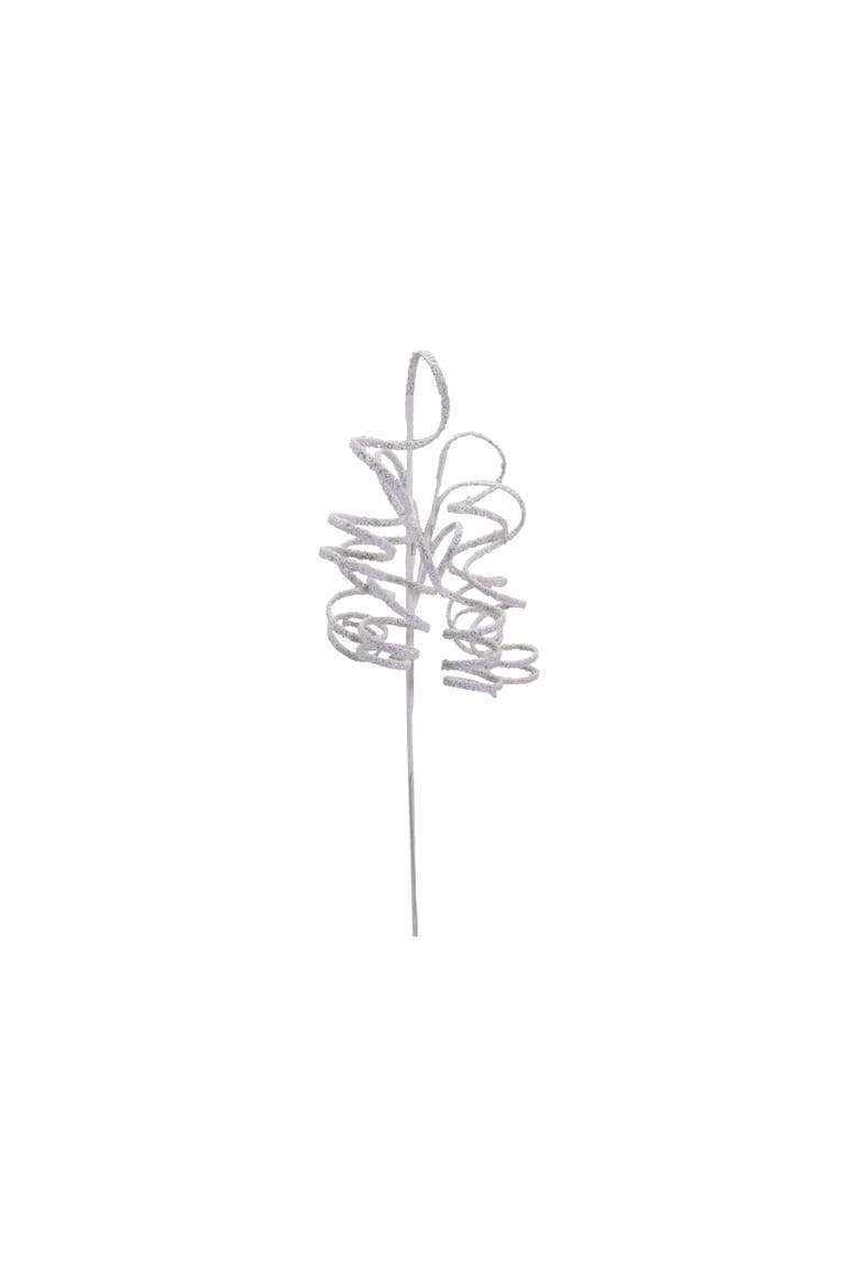 Plastic Swirl Stem with Glitter, White, Main, color, White