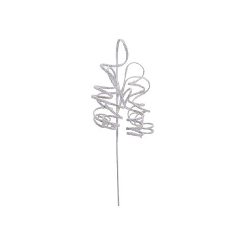 Plastic Swirl Stem with Glitter, White