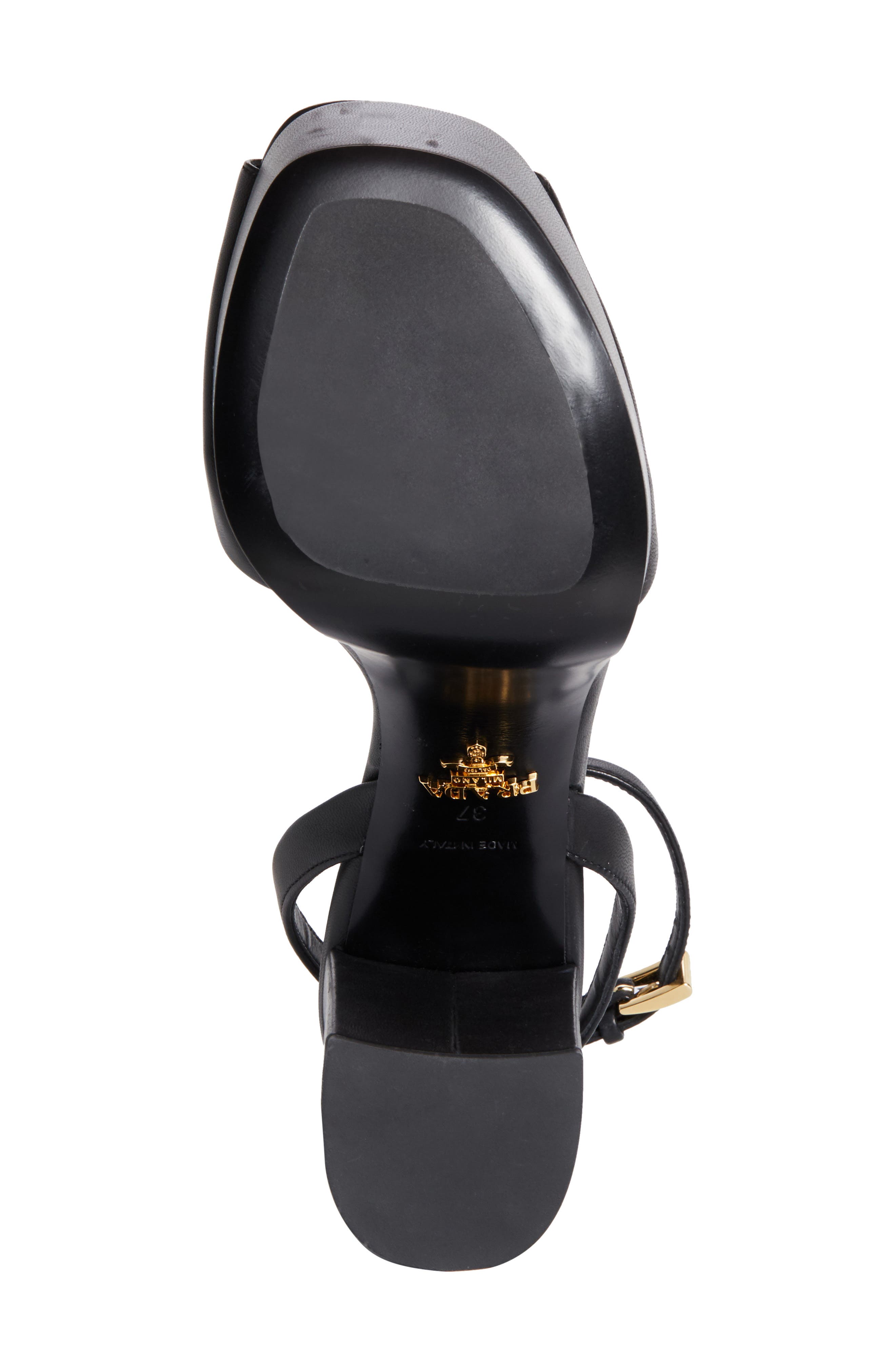 Prada Logo Platform Sandal, Alternate, color, Nero