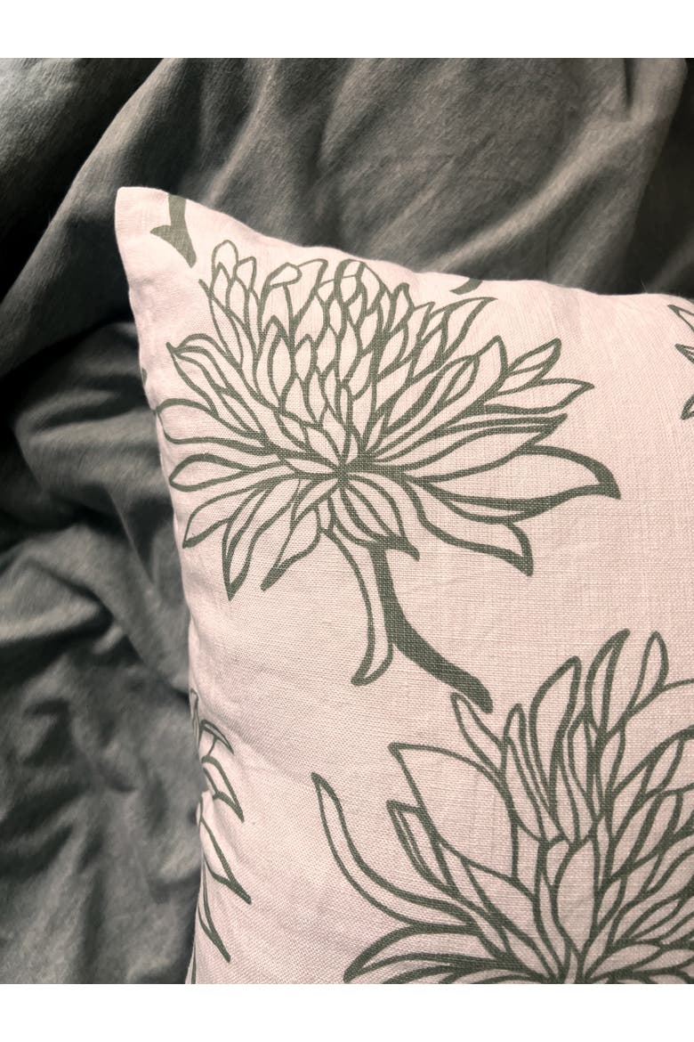 Dahlia - Pure Linen Throw Pillow Cover, Alternate, color, Sage Green