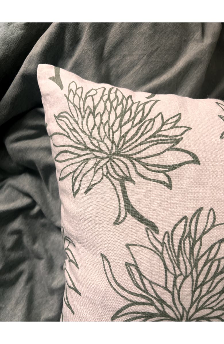 Banyan & Birch Dahlia - Pure Linen Throw Pillow Cover, Alternate, color, Sage Green