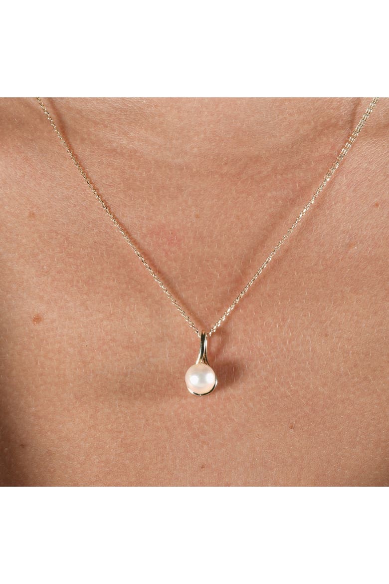 7mm Pearl Solitaire Pendant 14k Gold 18" Necklace 18mm Tall, Alternate, color, 14k White Gold