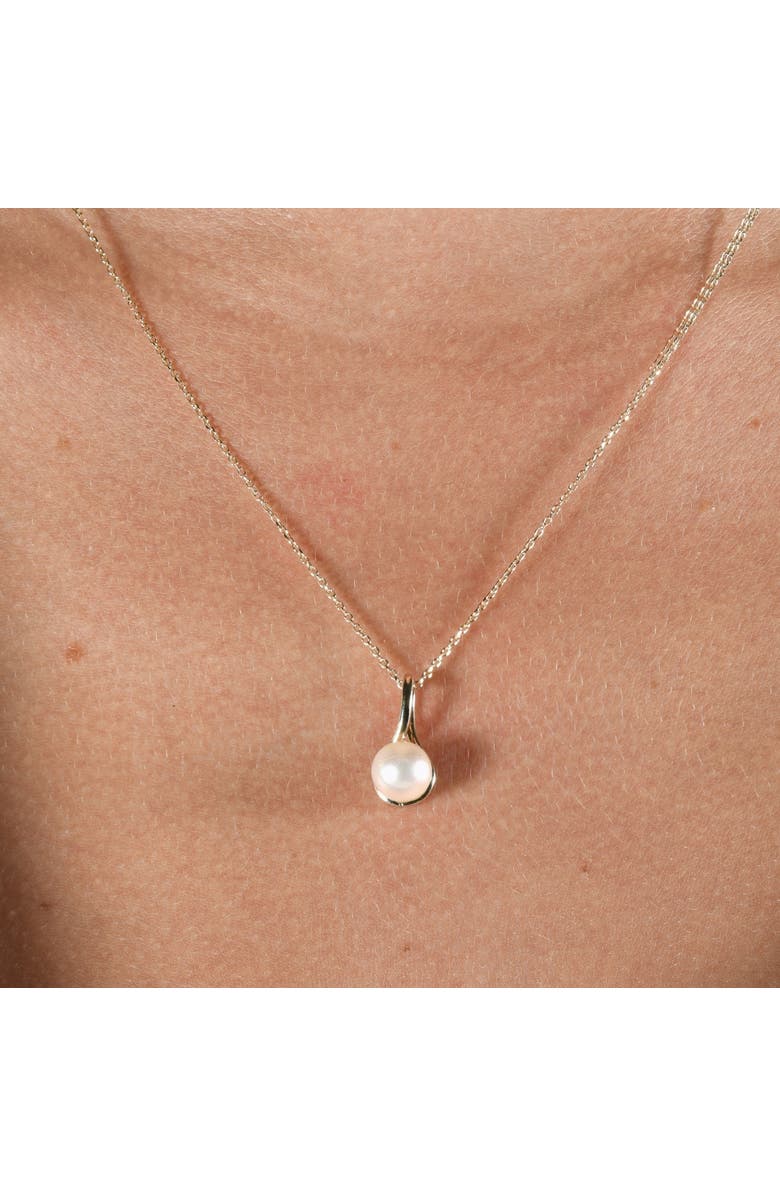 Bliss Diamond 7mm Pearl Solitaire Pendant 14k Gold 18" Necklace 18mm Tall, Alternate, color, 14K Yellow Gold