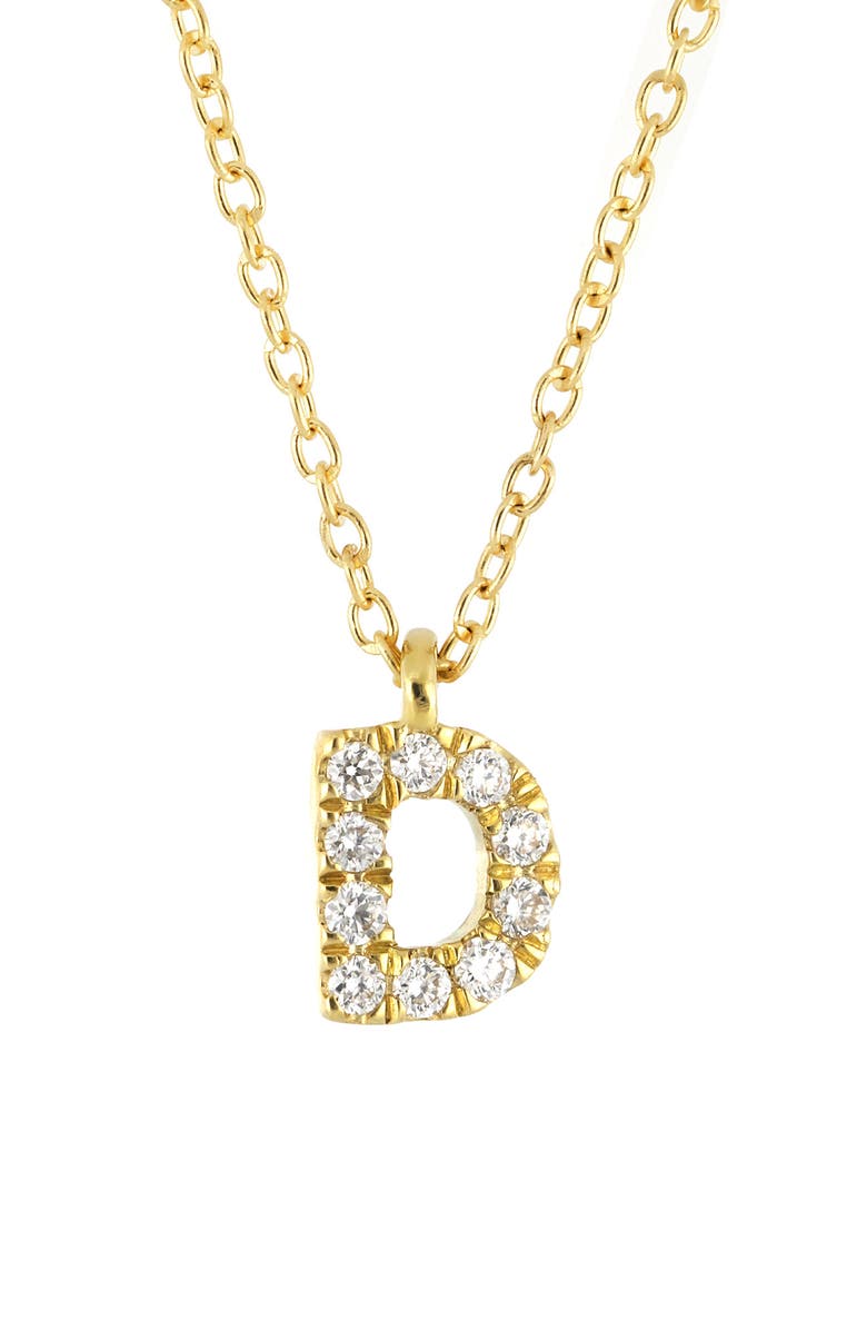 Bony Levy Icon Pavé Diamond Initial Pendant Necklace, Main, color, 18K Yellow Gold - D