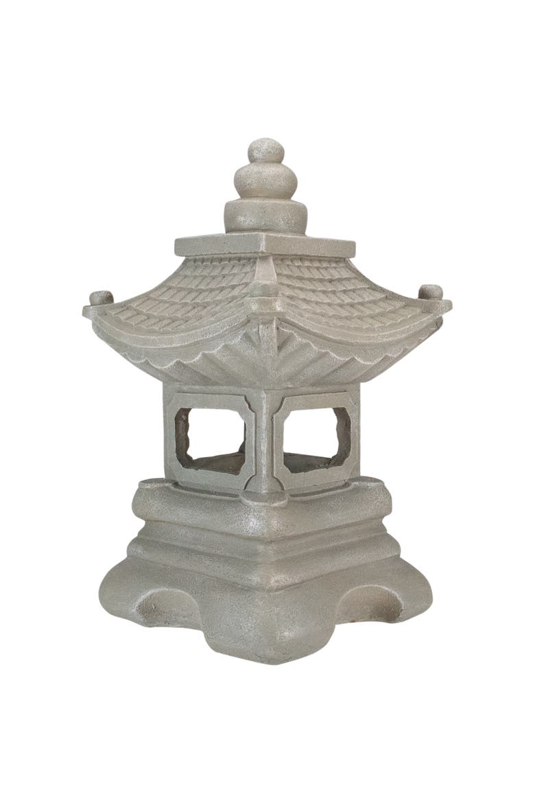 13.5" Dark Gray Pagoda Outdoor Garden Statue, Main, color, Gray