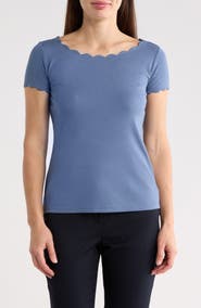 T Tahari Scalloped Knit T-Shirt